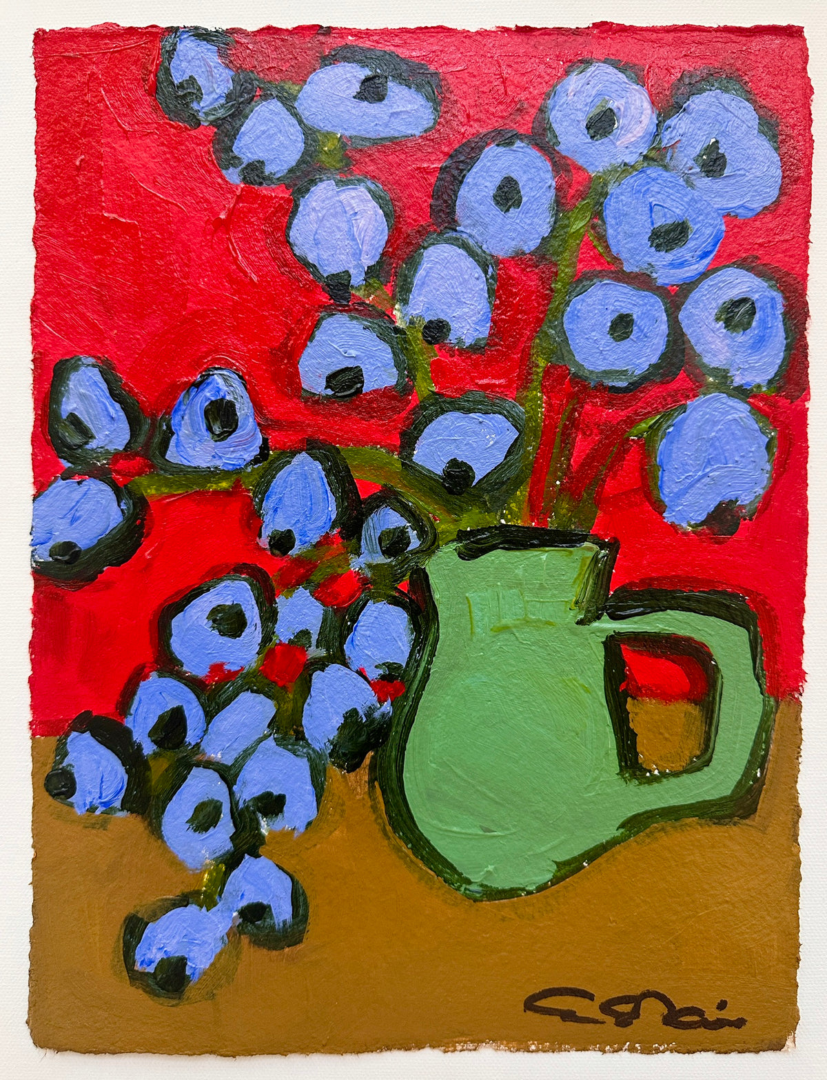 Celedon Vase in a Red Room Two (12x9)