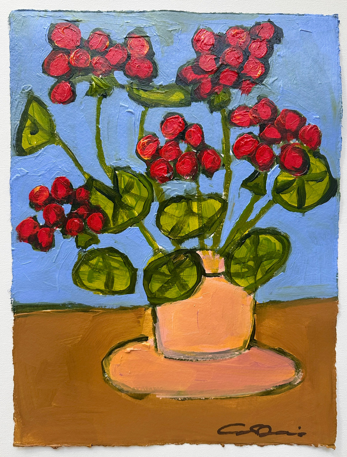 Geraniums in Blue Room One (16x12)
