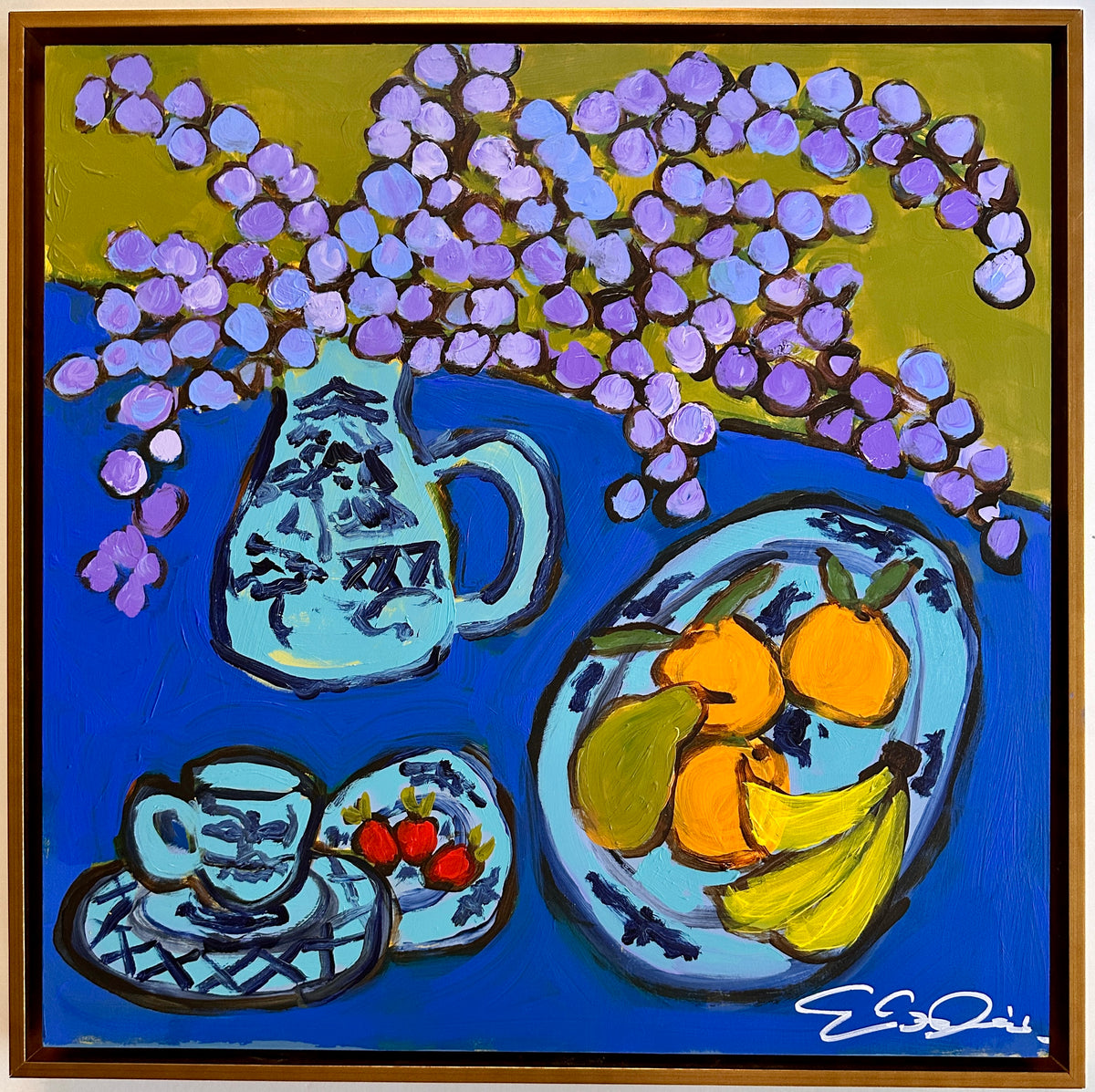 "Fruit on a Blue Table"