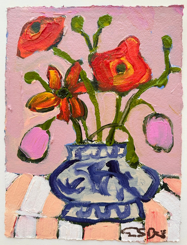 Poppies in Pink Room Two (12x9)