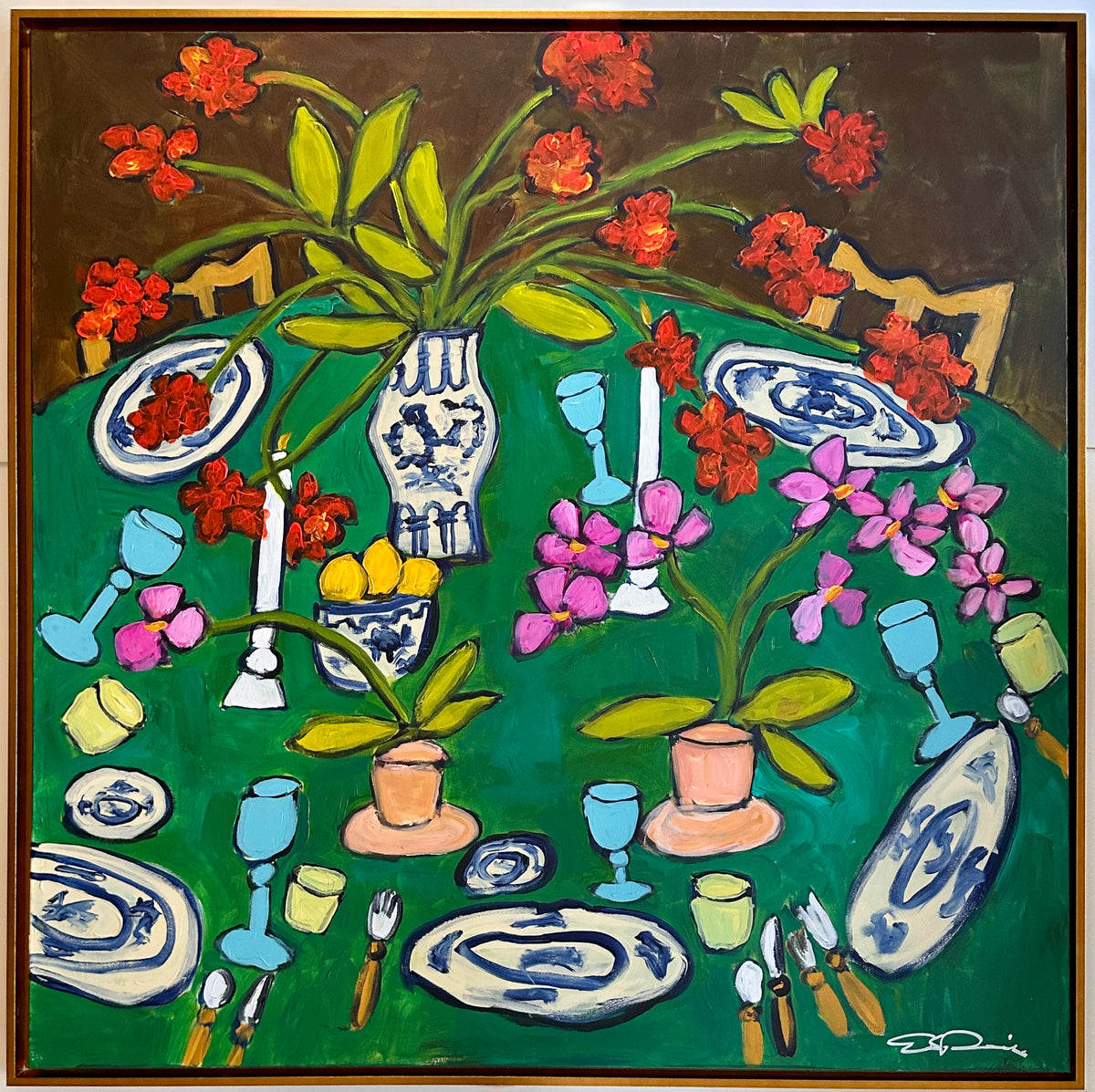 "Orchids on a Green Table"