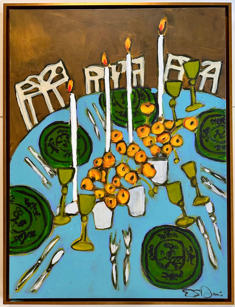 "Orange Ranunculus and Candlelight"