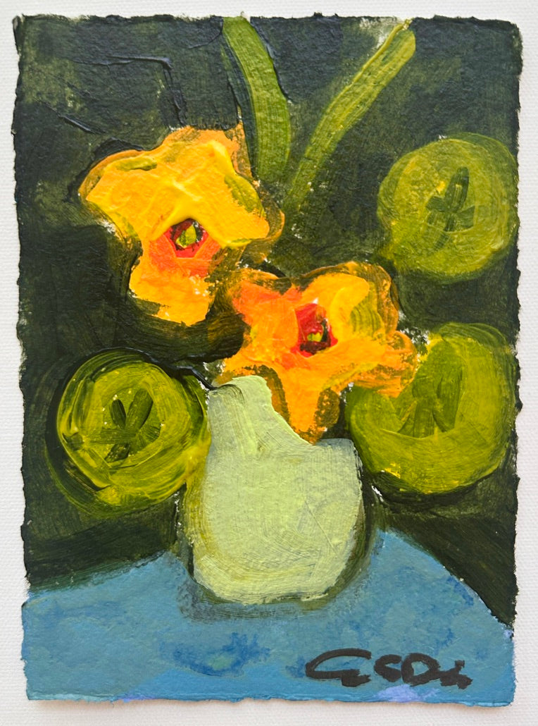 Nasturtium in Mint Vase Three (7x5)