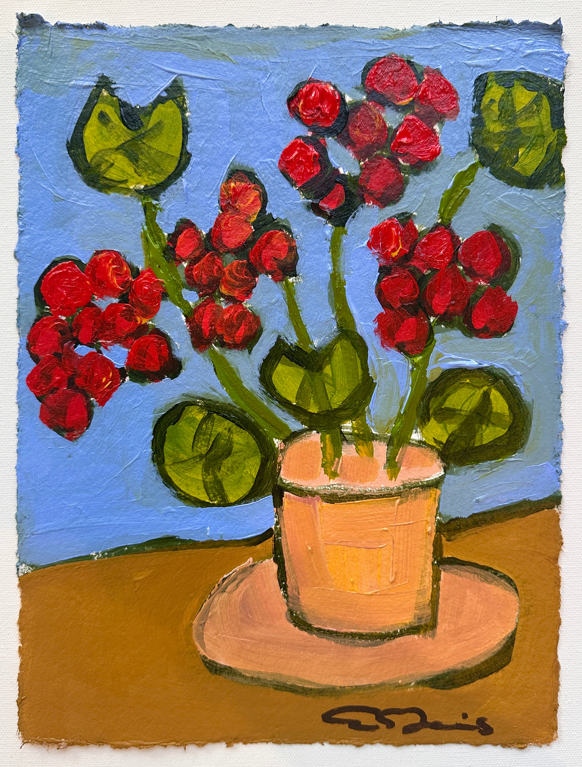 Geraniums in a Blue Room Two (12x9)
