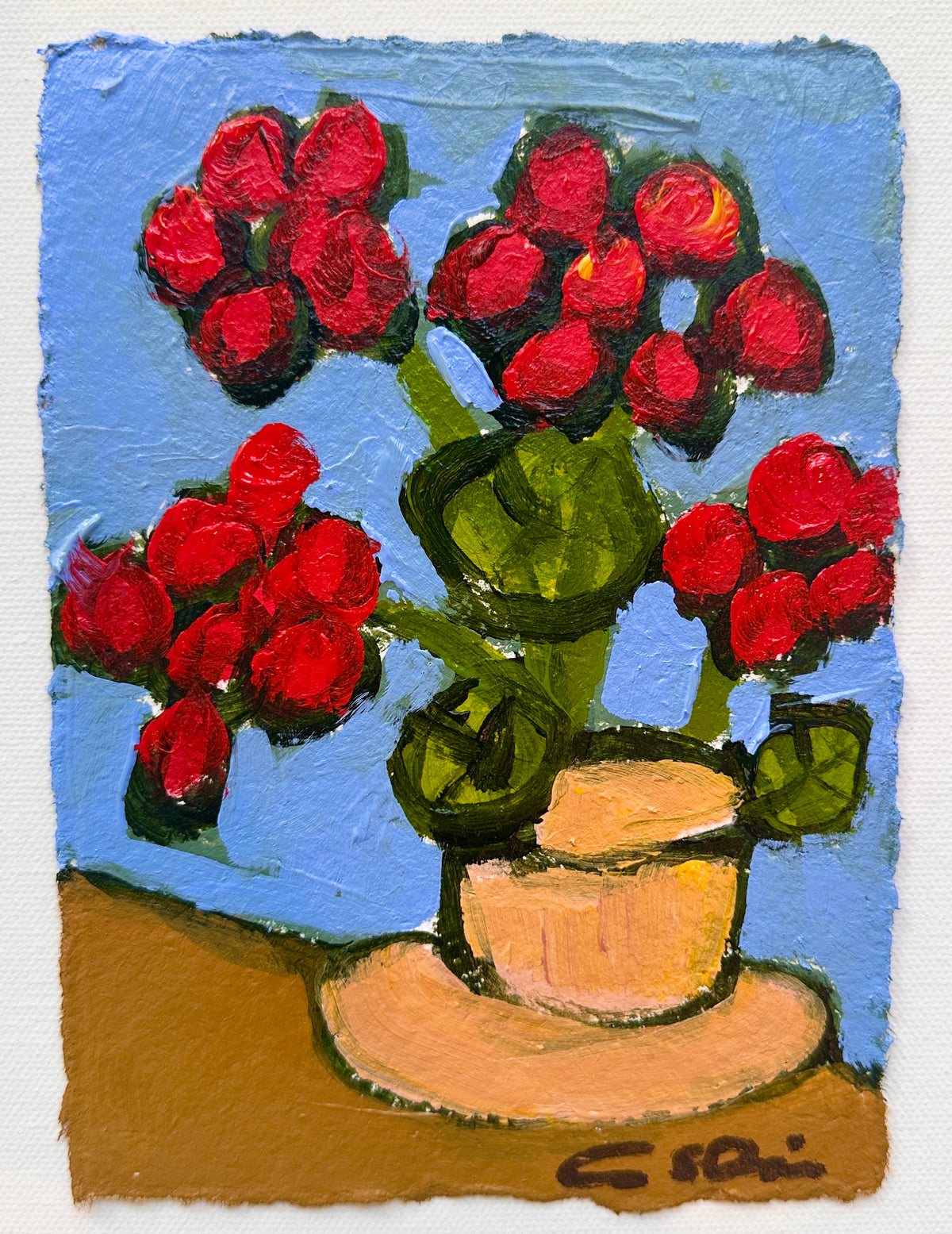 Geraniums in Blue Room Three (7x5)