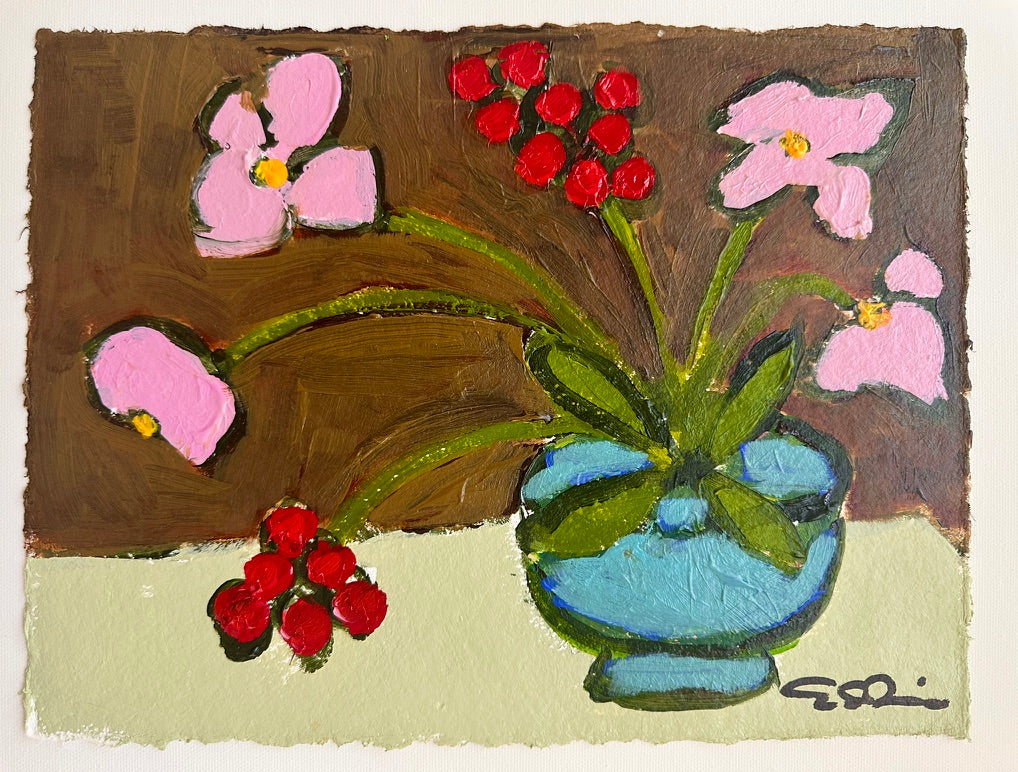 Orchids in a Brown Room Two (9x12)