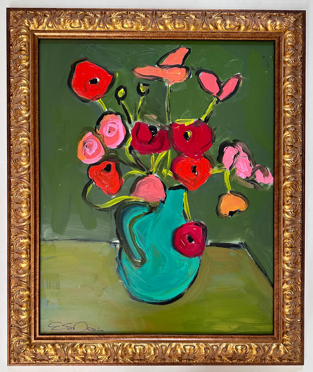 &quot;Poppies in a Turquoise Pitcher&quot;
