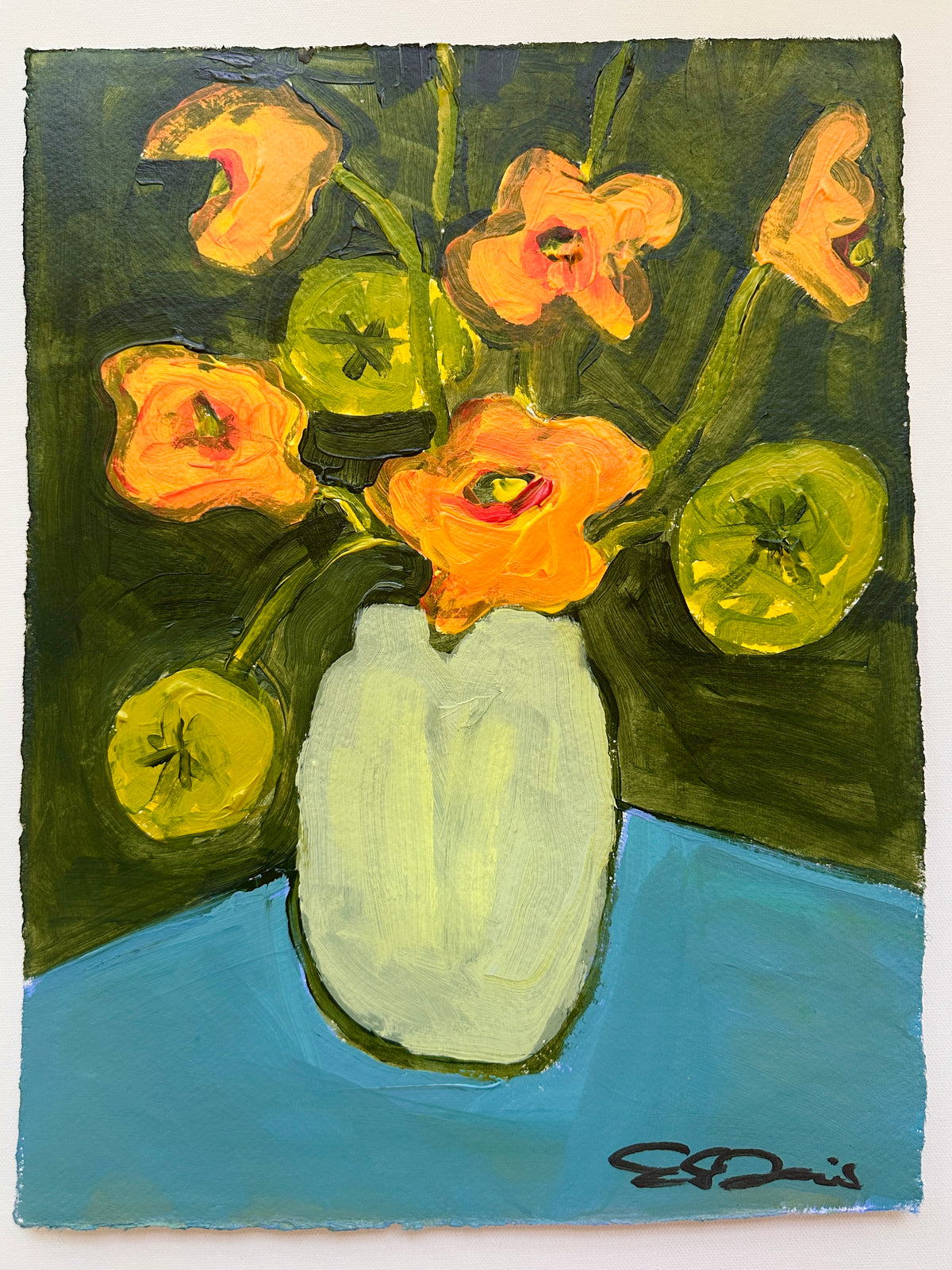 Nasturtium in Mint Vase One (16x12)